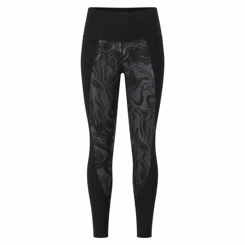Athleta High Rise Marble Print Panel Leggings Black Charcoal XS